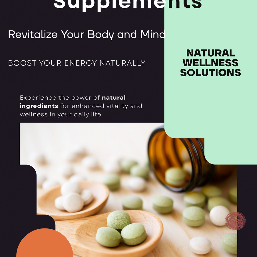 Natural energy boosting supplements tablets and capsules on wooden spoons for wellness and vitality