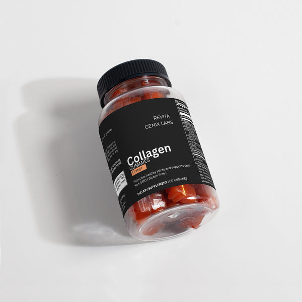 Revita Genix Labs collagen gummies bottle natural collagen supplement for healthy skin support
