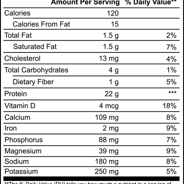 RevitaGenix Labs protein blend supplement facts label showing nutritional content and ingredients
